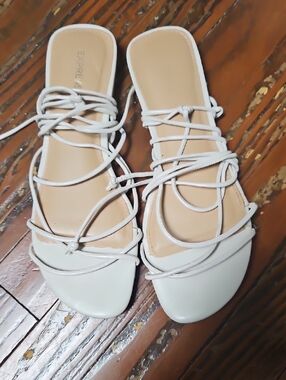Express Lace-Up Square-Toe Slide Sandals